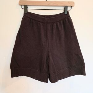James Street Co Chocolate Brown High Waist Knit Cotton Shorts Xs
